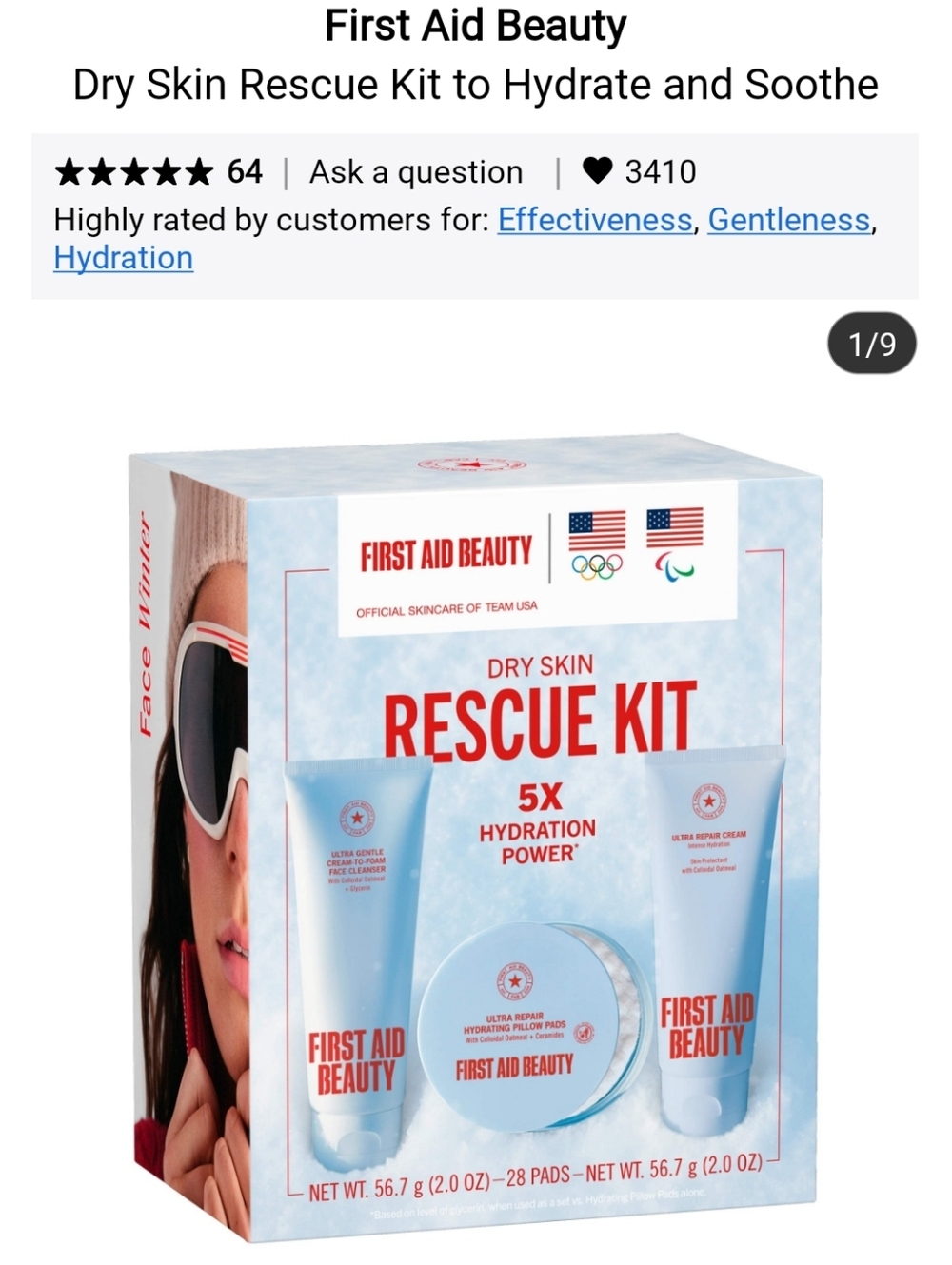 NIB FIRST AID BEAUTY DRY SKIN RESCUE KIT